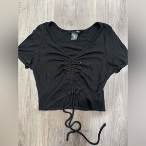 Aqua - black cropped t-shirt with ruched front